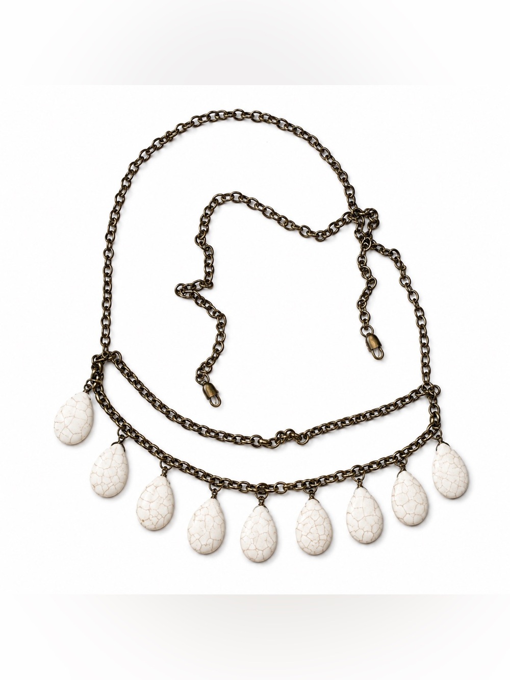 Cream Teardrop Beaded Statement Necklace